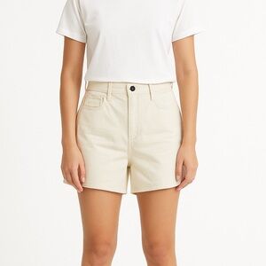 COS Wide Leg Denim Shorts - Speckled Cream